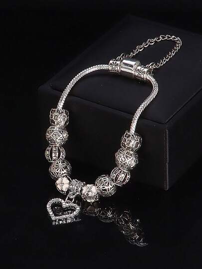 سوار معلق بلون فضي مزين بخرز الكريستال والزجاج المورانو بسلسلة ثعبان للنساء، مجوهرات بوهيمية راقية، مناسبة للنساء