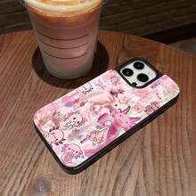 Funda tipo cartera con diseño de ajolote, adorable y original, con ranura para tarjetas, ideal para amantes de los animales y niños, ya que protege el teléfono. Decorada con encantadores estampados de ajolotes y flores, esta funda es compatible con iPhone 16e, 16, 15, 14 Plus, 13, 12, 11 Pro Max, SE, 2022, 7, 8 Plus, X, XR, XS Max. Incluye un tarjetero y una funda protectora resistente con doble cierre magnético. - Rosa - Ver 6