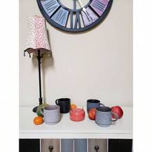 EIQOCCA 14oz Stackable Ceramic Coffee Mugs by, Assorted Colors - Set of 4 Space Saving Durable Stacking Cups with Speckled, Multicolor - Varios colores - Ver 7