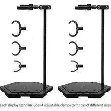 TendenciaBase de exhibición para figuras de acción NovaViva con brazo de soporte metálico ajustable, base de soporte para exhibición de figuras de acción compatible con HG RG SD SHF Gundam 1/144 juguete conCalidad premium - 2pcs Negro - Ver 4