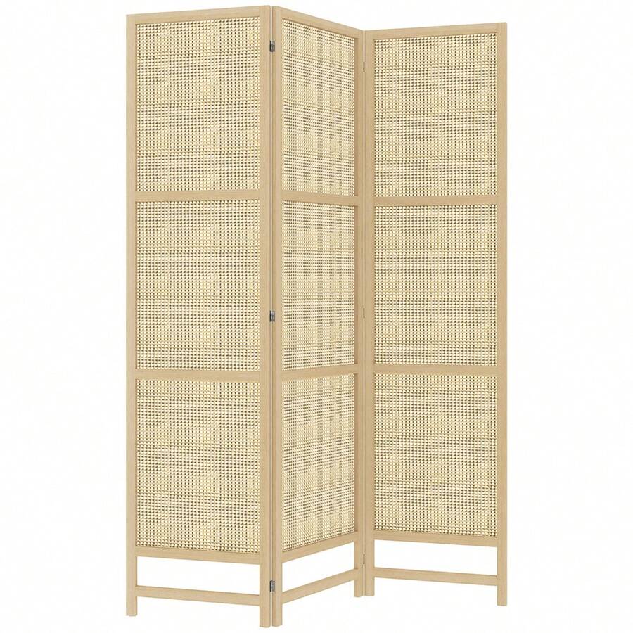 HOMCOM Paravent 3-Piece 135 X 180 Cm Room Divider Made Of PP Rattan, Foldable Room Divider Privacy Screen For Living Room, Natural On Site - 1 - View 1