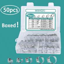 Set di fascette stringitubo in acciaio inossidabile, regolabili da 6 mm a 29 mm, fascette stringitubo in metallo a vite senza fine per tubi, auto, macchinari - set da 50 pezzi - Visualizzare 1
