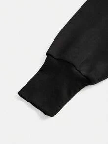 Tween Girl Letter Graphic Hoodie Sweatshirt And Flare Pants Set - Black - View 4