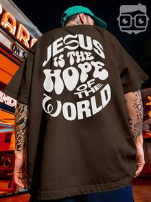Oversized Streetwear T-Shirt Jesus Yeshua Christian Print REF 3253 VEST NERD - 鏽棕色 - 查看 5