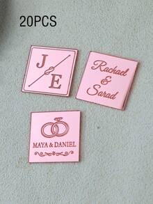 Personalized Square Tag Engraved Gold Mirror Acrylic Wedding Happy Birthday Square Decorative Chocolate Sign Shower Custom Name Guest Gift ,Forever Love - Multicolor - View 11