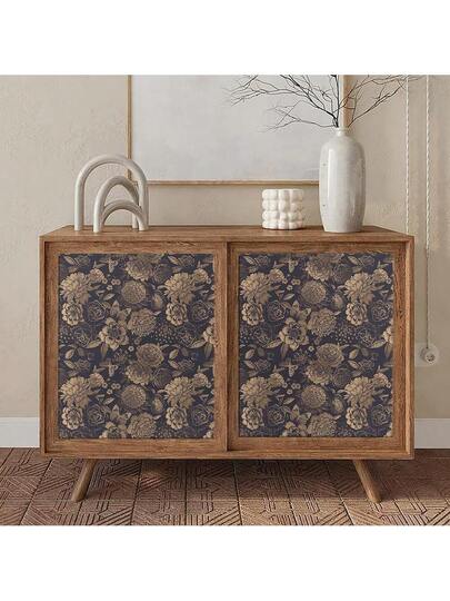 Roll Of Golden Flower Self Adhesive Wallpaper Printing Vinyl That Is Peeled Off Contact Paper Living Room Bedroom Dining Background Wand Home ation Stickers Mural Cabinet Desktop Furniture Renovation Pvc Easy To Install 45cm 500/300/100cm 45CM*500/300/100CM view 6