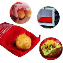 1/2pcs Reusable Red Microwave Potato Bag - 4 Minute Quick Baked Potato, Non-Stick Microwave Bag, Easy To Bake Perfect Potatoes, Fabric Potato Bag Easy To Clean, Ideal For Everyday Home Cooking - Multicolor - View 2