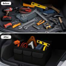 Foldable Car Trunk Organizer – With Lid And Interior Dividers – Versatile Luggage Sorting Box For Maximizing Trunk Space In Vehicles Of All Sizes - 黑色 - 查看 4