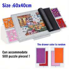 3-Angle Adjustable Integrated Hanging Rack Puzzle Table, Ultra-Light Felt Puzzle Platform Board, Dust Cover, Portable Multi-Function Puzzle Table (Accommodates Up To 500 Pieces) - Light Grey - View 1