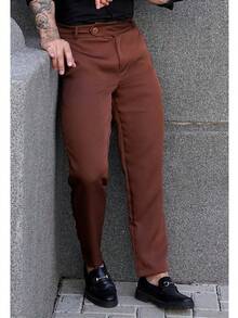 Men's Italian Tailored Trousers - Rust Brown - View 1