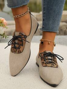 New Soft Bottom Flat Heel Loafers, Comfortable Versatile Slip-On Leopard Print Casual Grandma Shoes - Brown - View 4