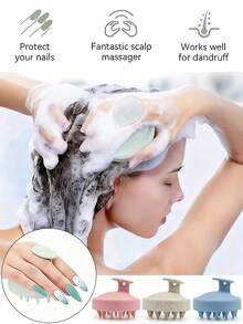 1个头皮按摩刷，小麦秸秆洗发工具，硅胶发刷，头皮按摩清洁刷，头皮去角质磨砂膏/浴室用品/女士礼物/浴室/淋浴用品/沐浴刷/节日必备/旅行必备/情人节/复活节 - 彩色 - 查看 4