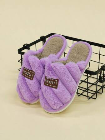 Damtofflor, Casual Home Diagonal Rand Bekväma Lätta Tofflor För Par, Tjocka Varma För Höst/Vinter