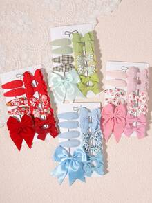 11件/套 各式各样可爱的手工发夹，专为儿童设计，色彩鲜艳，时尚可爱，非常适合女孩和儿童在日常生活、聚会和节日佩戴。 - 彩色 - 查看 3