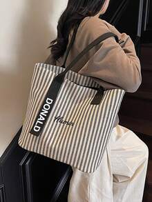 Túi xách đeo vai màu tương phản thời trang, đa năng khi đi làm - màu đen - Xem 5