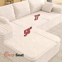 106 Inch Oversized Modular Sectional Sofa For Living Room, Deep Seat L-Shaped Cloud Couch With Plush Corduroy Upholstery, Modern Boneless Design, Tool-Free Assembly, Cream - 奶油 - 查看 8