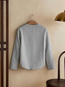 男士字母拼接细节T恤，秋季款 - 灰色 - 查看 2