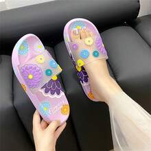 New Cute Floral Slippers For Women, Soft Sole Non-Slip Odor-Resistant Indoor Outdoor Daily Wear Bathroom Slippers, Summer - Violet Purple - View 5