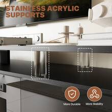 AOXUN [2 Packages Shipping]70" Modern Fireplace TV Stand With 36" Electric Fireplace For TVs Up To 80", Luxury LED-Lit Entertainment Center With High-Gloss Grey Cabinet,Thanksgiving,Christmas Gift. Black TV Stand With Black Fireplace. - 查看 5