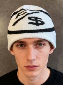1pc These Men's Knit Beanies With Bold "F/$" Graphic Patterns Come In Multiple Colors, Offering A And Warm Design, Making Them Ideal Fashion-Forward Winter Headwear - Multicolor - View 8