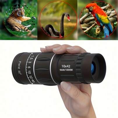 1pc 10x42/16X52 High Definition Monocular Telescope, 10X Magnification, FMC Lens, Manual Focus, Durable ABS - Suitable For Camping, Hiking, Birdwatching, Outdoor Sports And Activities, Camping Accessories
