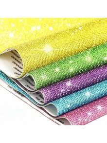 1pc, Self-Adhesive Rhinestone Applique, Multi-Coloured Sparkling Diamonds, Suitable For Clothing DIY, Nail Art, Home Decor, And Party/Festive Accessories. - Multicolor - View 9