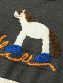 mini bala Kids Embroidered Knit Sweater 2025 Winter, Soft Cozy Baby Pullover