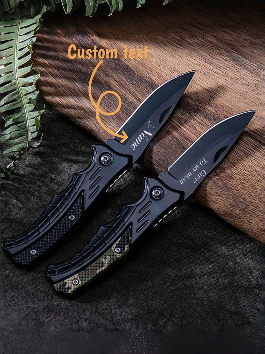 1/2 Pcs Customized Pocket Knife, Folding Knife, Suitable For Picnic, Outdoor, Camping, Home Use, Can Cut Fruits, Open Packages, Ideal Father's Day Gift For Dad, Valentine's Day Gift For Boyfriend Or Husband, Multi-Functional Pocket Knife, Tools - One Size - View 1