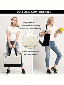 Custom Linen Tote Bags With Cosmetic Bag And Water Bottle, Letter Print Shoulder Bags, Women's Casual Tote Bags, Shopping Bags And Gift Bags, Canvas Tote Bags With Shoulder Straps, With Cosmetic Bag, Large Capacity Printed Tote Bags, Personalized Gift Bags, Women's Large Capacity Tote Bags, Graduation Gifts, Letter Print Fashion Tote Bags. - Multicolor - View 6