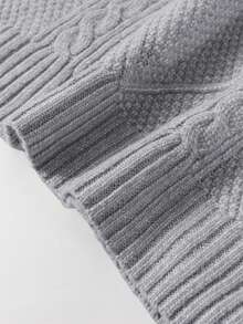 Acelitt Plus Size Women's Solid Color Knitted Fabric Pattern Off-Shoulder Plus Size Sweater Dress, Autumn/Winter - Grey - View 10
