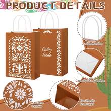 24 Pcs Cielito Lindo Candy Bags Mexican Party Favors, De Barro Theme Decorations Mexicanos Talavera Kraft Gift Goodie Bags With Handles Fiesta Cinco De Mayo Mexican Party Supplies(Classic) - 經典的 - 查看 3
