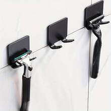 3-Piece Set - Self-Adhesive Shaver Holder And Towel Hook, Suitable For Bathroom Organization, No Drilling Required, Handheld Towel Rack, Bathroom Accessories And Decorations, Bathroom Hardware Supplies, Suction Cup Hook, Bathroom Accessory Set, Wall-Mounted Storage, Minimalist Style Design - Bộ 3 giá đỡ dao cạo - Xem 2