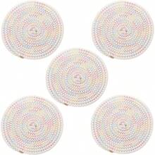 Trivets Hot Dishes 8 Inch, 5 Pack Trivets Hot Pots And Pans Heat Resistant Hot Pads Pot Holders Kitchen Table Counter, White With Colored - Initial - View 1