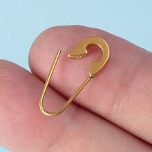1 Piece 316L Stainless Steel Punk Earrings Unisex Unique Design Clip-On Safety Piercing Jewelry 316L Stainless Steel Fashion Nose Eye Belly Button Piercing Earrings O08G - 金色的 - 查看 7