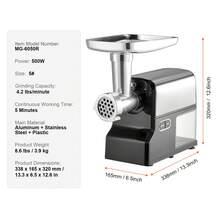 Picadora de carne eléctrica de 4,2 libras por minuto, máquina para embutir salchichas para la cocina del hogar - 3 tipos de accesorios - Ver 7