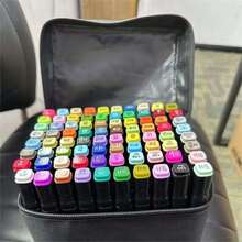 48-Color TongfuShop Art Markers Set - Vibrant, Blendable, And Non-Staining Markers For Art Beginners - Perfect For Coloring, Drawing, Sketching, Card Making, And Illustration With Free Pad - màu đen - Xem 7