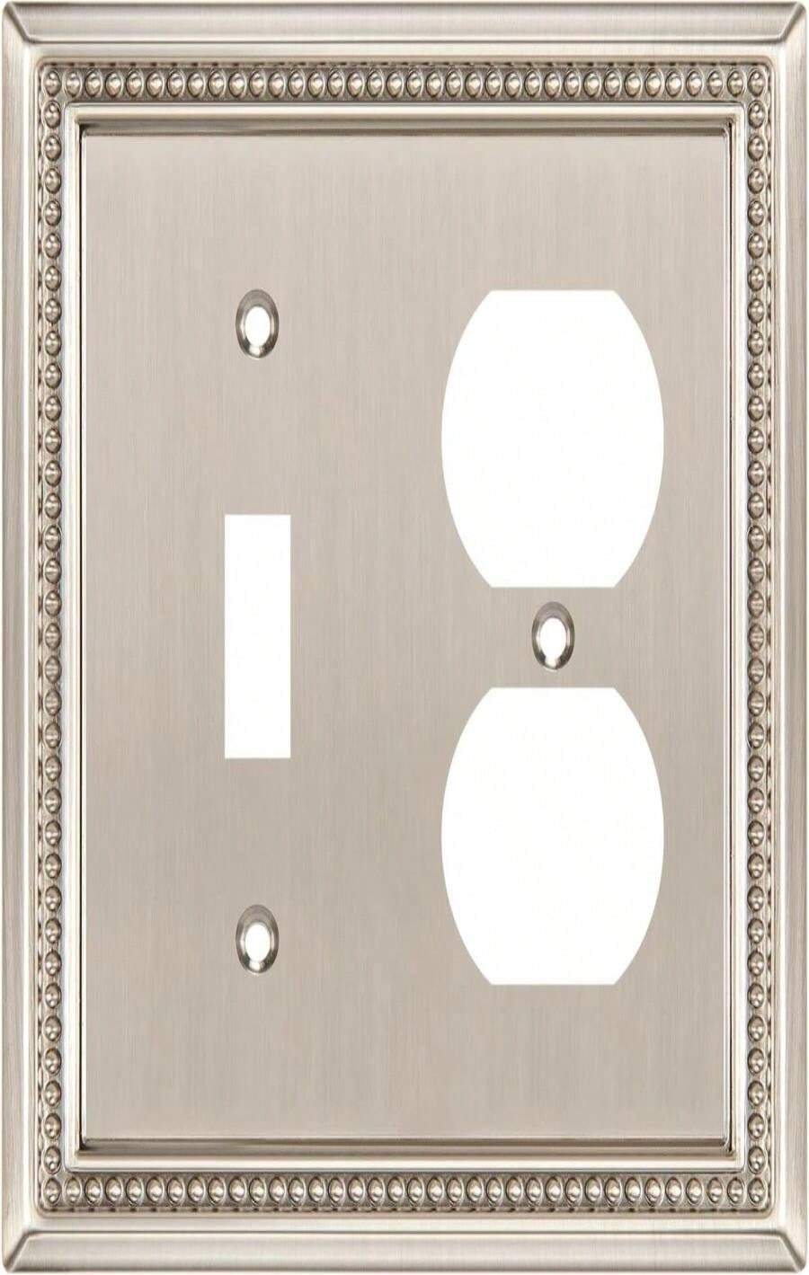 Henne Bery Sunken Pearls Heavy Duty Decorative Wall Plate Switch Plate Outlet Cover (Double Toggle, Antique Brass) - ColorV - View 1