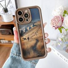 Cubierta de teléfono con borde negro diseño de paisaje rural con ovejas y tiendas de campaña para uso diario - Burdeos - Ver 5