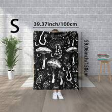 Cozy Black & White Mushroom & Snail Flannel Blanket - Plush All-Season Bedspread With Magical Forest Creatures, Soft Bed/Couch/Travel Throw & S, Durable Bedding Gift (/Black)-30*40in - 彩色 - 查看 4