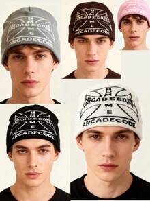 1pc These Men's Knit Beanies With Graphic Lettering Come In Multiple Colors, Offering A Stylish And Warm Design, Making Them Ideal Fashion-Forward Winter Headwear - Multicolor - View 12