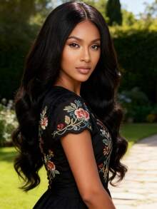 New Fashion Black 32 Inch Middle Part Long Curly Synthetic Wig For Daily Wear - Black - View 7