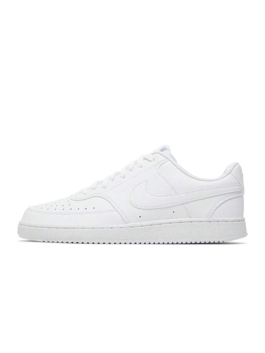 Nike Court Vision Low 男式运动鞋，白色复古篮球风格皮革鞋面，舒适鞋领和耐用橡胶外底，款式 DH3158-100 - 白色 - 查看 1