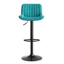 Black Dining Bar Swivel Chairs, Set Of 4 – Upholstered In Velvet, Height Adjustable, 360° Swivel Function - Blue + Iron + Metal & Wood + Velvet + Foam - View 4