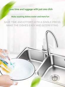 [Kitchen Cleaning Revolution] 1pc Easy Press-Type Kitchen Soap Dispenser, Made Of Durable Plastic, Includes Automatic Dispenser, Cleaning Cloth, Dish Brush, Contactless Press-Type Soap Dispenser And Storage Lid, Reusable Sponge - One-Button Automatic Dispensing, Dry And Wet Separation, Space Saving, Countertop Safety (Please Watch The Video Carefully For Usage Instructions) - Multicolor - View 7