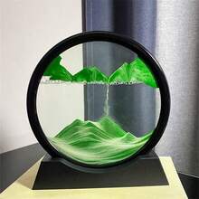 Redondo de 7 pulgadas, disponible en varios estilos, con un diseño de arena fluida. Ideal para decoraciones de escritorio y decoración del hogar, adecuado para la mayoría de las ocasiones y un regalo perfecto para las fiestas. - Verde - Ver 4