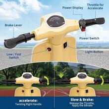 Ciclomotor eléctrico infantil, 24V 350W, velocidad máxima de 22,5 km/h, con freno trasero, acelerador de puño giratorio y luz LED. Ideal para niños y adolescentes de 8 a 12 años. - Beis - Ver 5