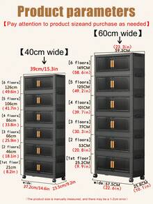 1pc 15.7-23.6 Inch Wide Foldable Plastic Storage Cabinet, Kitchen Pantry Organizer, Living Room Toy Shelf, Bedside Nightstand, Christmas Gift, Storage Box - Black Transparent - View 7