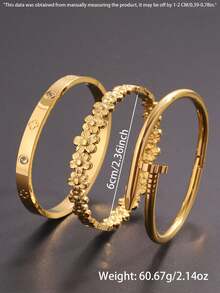 3件套时尚独特的不锈钢心形手链，适合女性日常或特殊场合佩戴，休闲、婚礼、可叠戴，日常聚会、圣诞礼物 - 銀色 - 查看 8