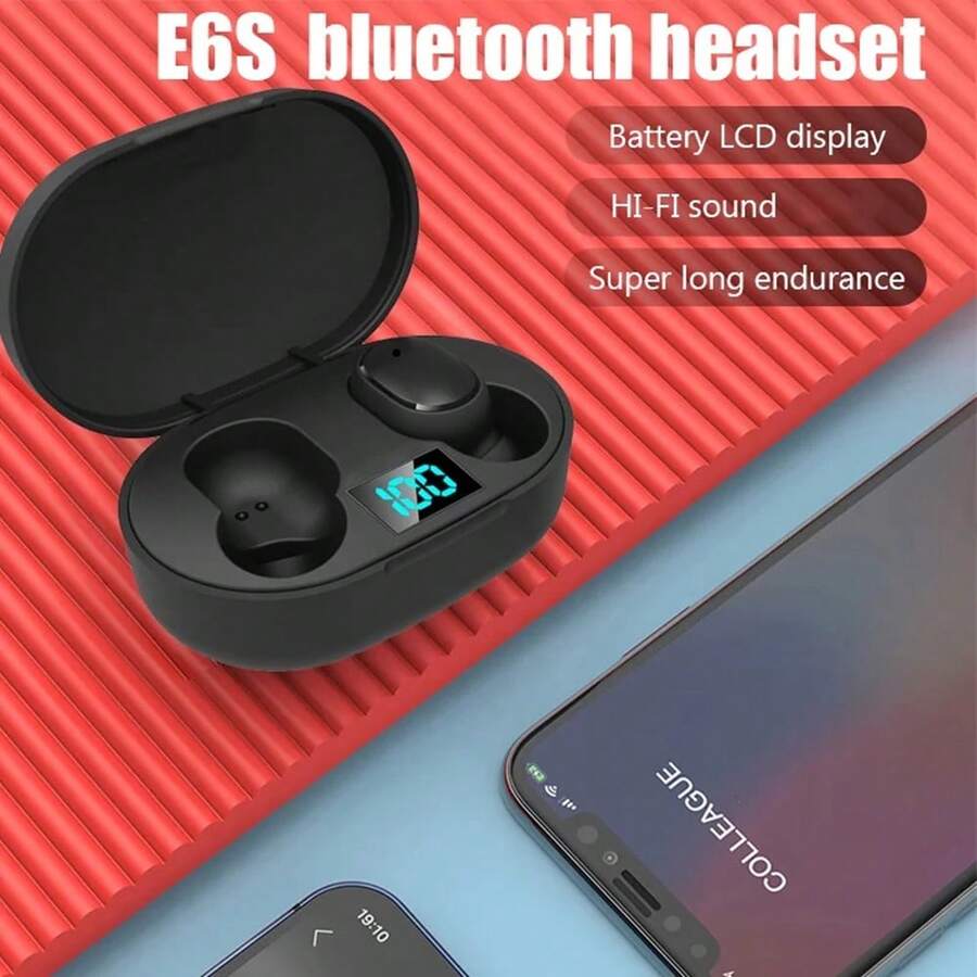 TWS E6S Bluetooth Earphones, Wireless Bluetooth Headphones, Noise Cancelling Headphones With Microphone - Multicolor - View 1