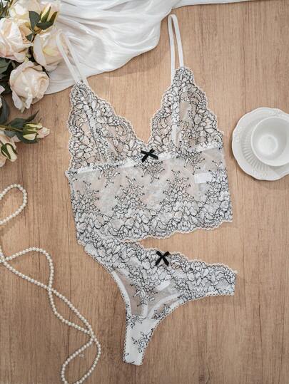 Women Hollow Verleidelijke Kanten Lingerie BH Panties Set view 6